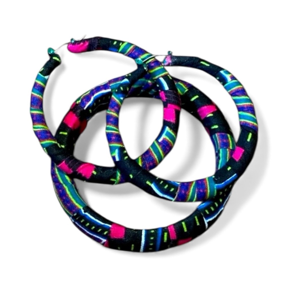 Handmade 3 Piece African Fabric Ankara Print Earrings Bangle Set